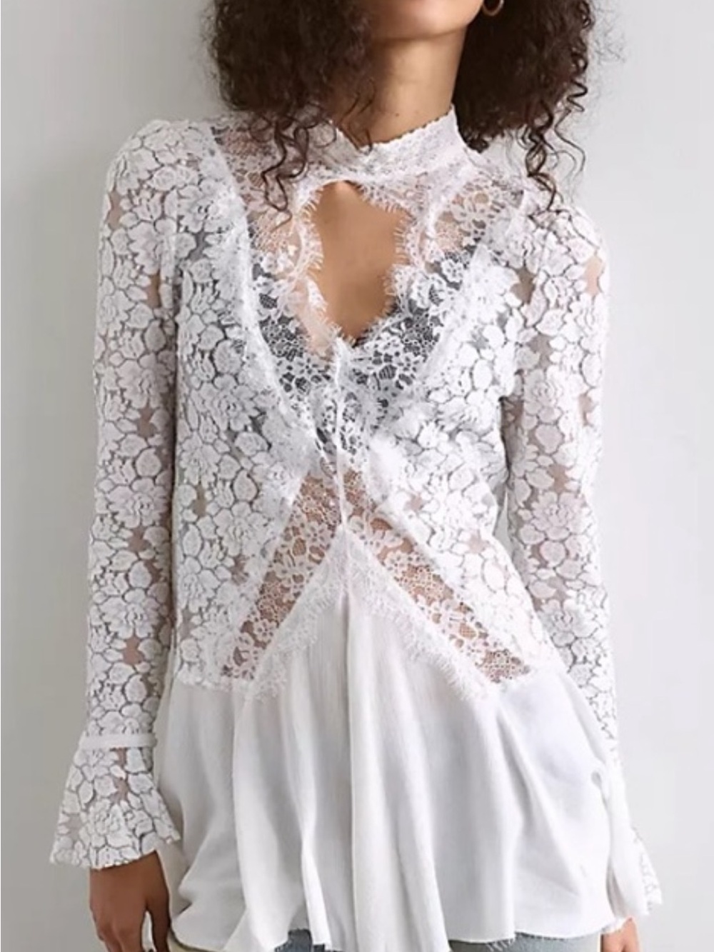 Free People White Lace Tunic Top NWOT